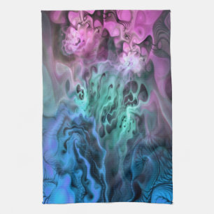 Apophysis Fractal Art II - pink green blue Kitchen Towel