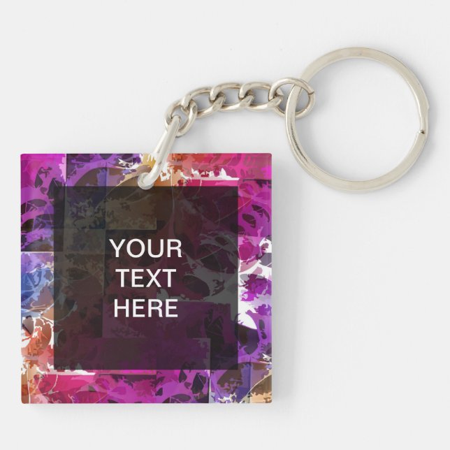 Apophysis Fractal Art - spider web square Keychain (Back)