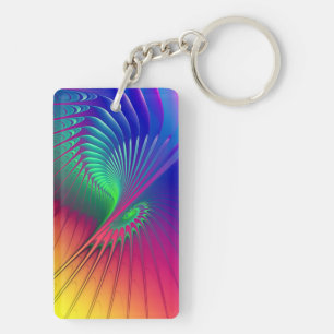 Apophysis Fractal Decor - Colourful Rays Keychain