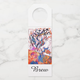 Apostate Brew Colourful Unusual Doodle Drawing Bottle Tag