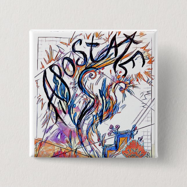 Apostate Colourful Free Doodle Drawing 2 Inch Square Button (Front)