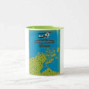 Apostle Islands National Lakeshore map Two-Tone Coffee Mug
