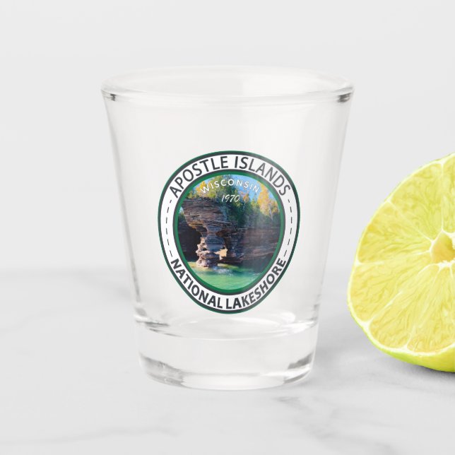 Apostle Islands National Lakeshore Wisconsin Badge Shot Glass (Front)
