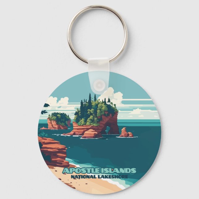 Apostle Islands National Lakeshore Wisconsin Retro Keychain (Front)