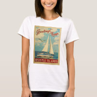 Apostle Islands Sailboat Vintage Travel Wisconsin