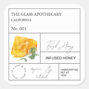 Apothecary Basil Infusé Miel Étiquette