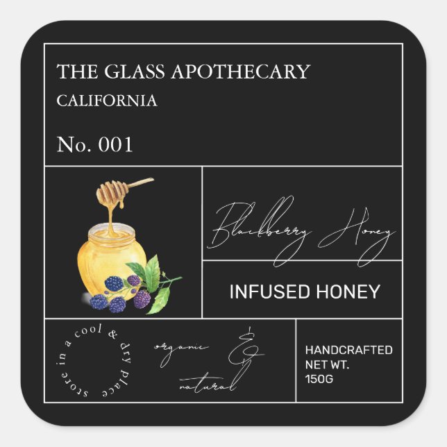 Apothecary Blackberry Infused Honey Label (Front)