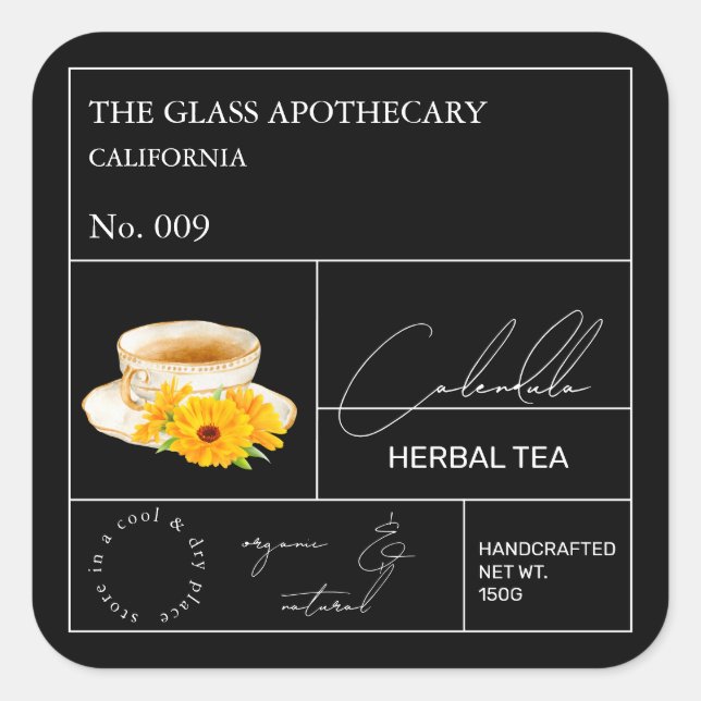 Apothecary Calendula Herbal Tea  Label (Front)
