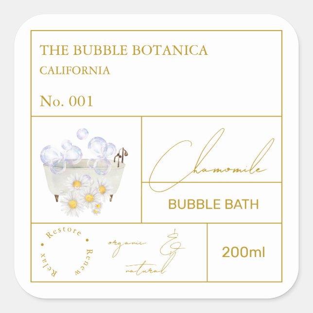 Apothecary Chamomile Bubble Bath Label (Front)