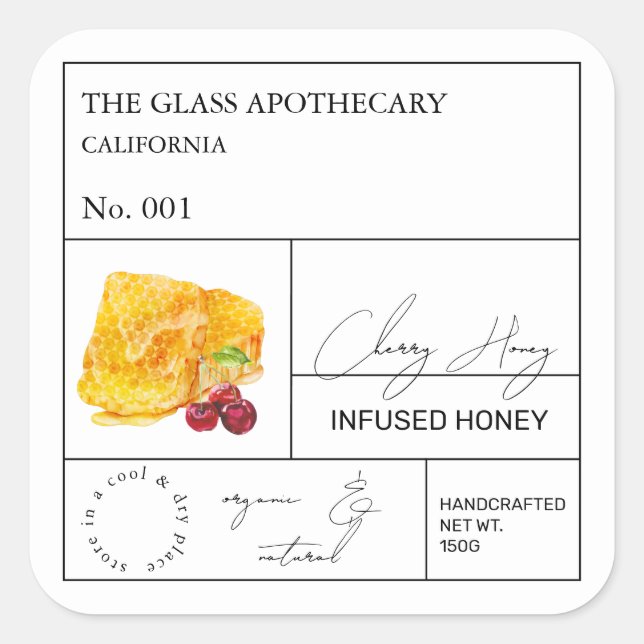 Apothecary Cherry Infused Honey Label (Front)