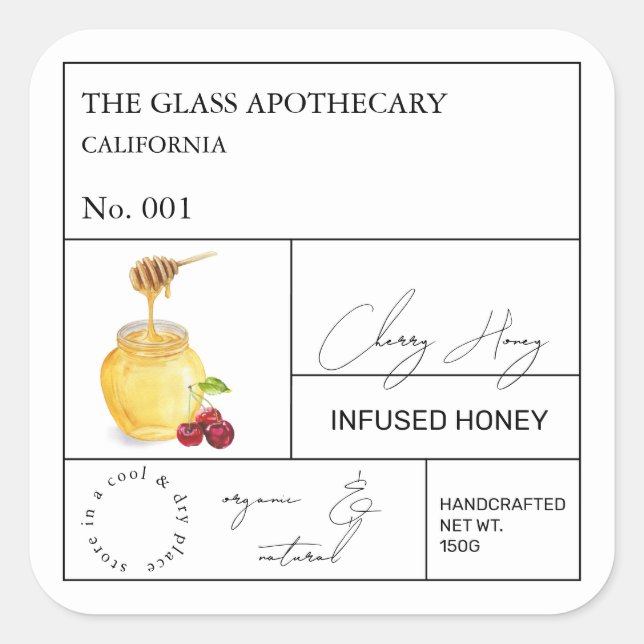 Apothecary Cherry Infused Honey Label (Front)