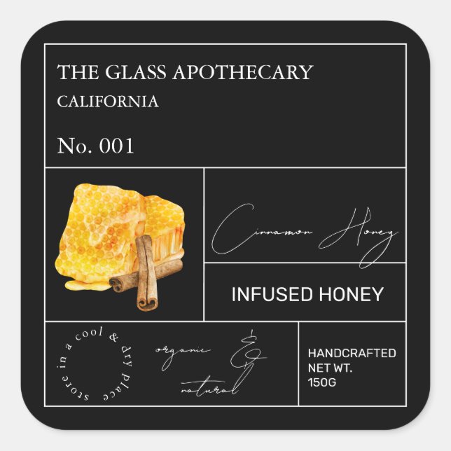 Apothecary Cinnamon Infused Honey Label (Front)