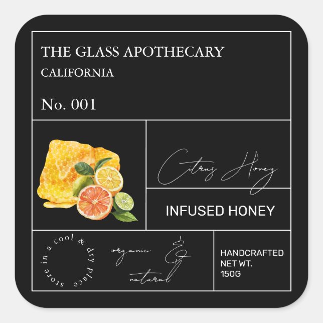 Apothecary Citrus Infused Honey Label (Front)