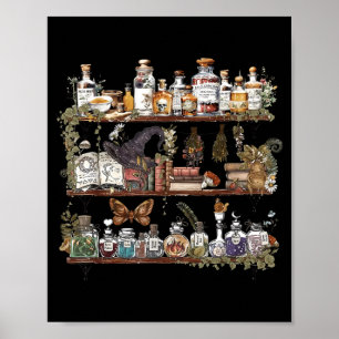 Apothecary Cupboard Herbs Botanical Witch Mystical Poster