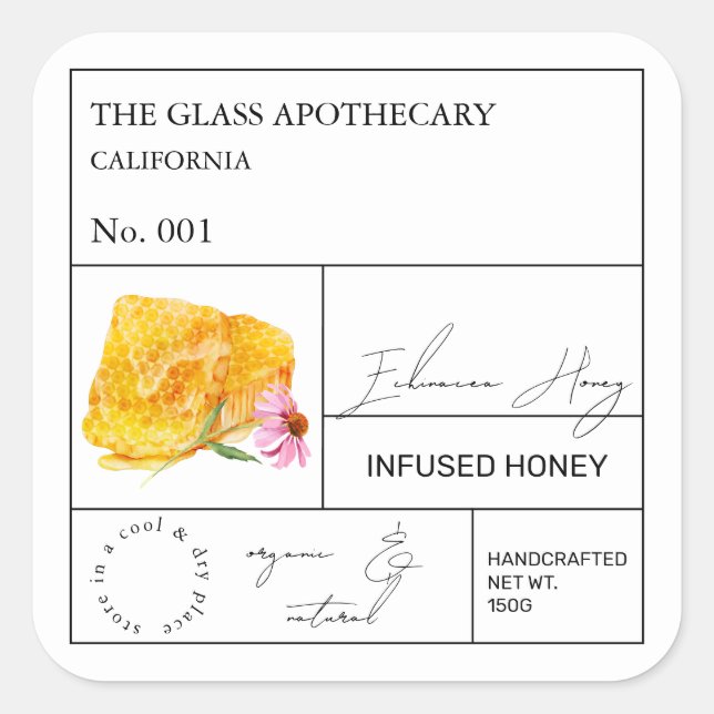 Apothecary Echinacea Infused Honey Étiquette (Devant)