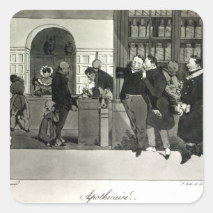Apothecary, engraved by Delpech Square Sticker