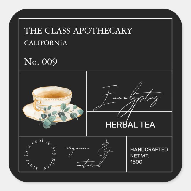 Apothecary Eucalyptus Herbal Tea Étiquette (Devant)