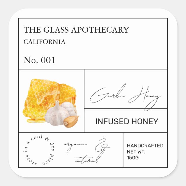 Apothecary Garlic Infused Honey Label (Front)