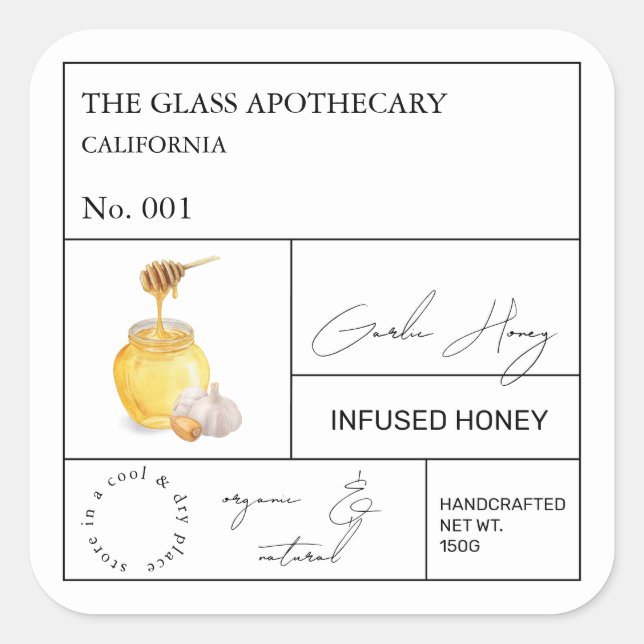 Apothecary Garlic Infused Honey Label (Front)