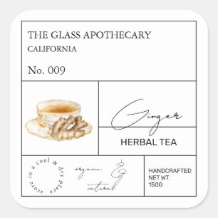 Apothecary Ginger Root Herbal Tea  Label