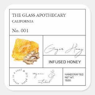 Apothecary Ginger Root Infused Honey Label