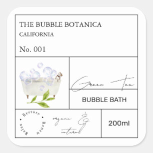 Apothecary Green Tea Bubble Bath Label