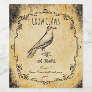Apothecary halloween vintage Crow claws Wine Label
