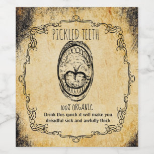 Apothecary halloween vintage picked teeth wine label