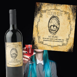 Apothecary halloween vintage picked teeth wine label