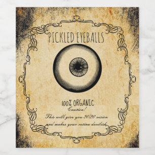 Apothecary halloween vintage Pickled eyeball Wine Label