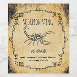 Apothecary halloween vintage scorpion sting wine label