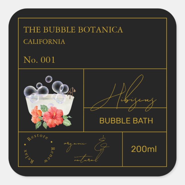Apothecary Hibiscus Bubble Bath Label (Front)