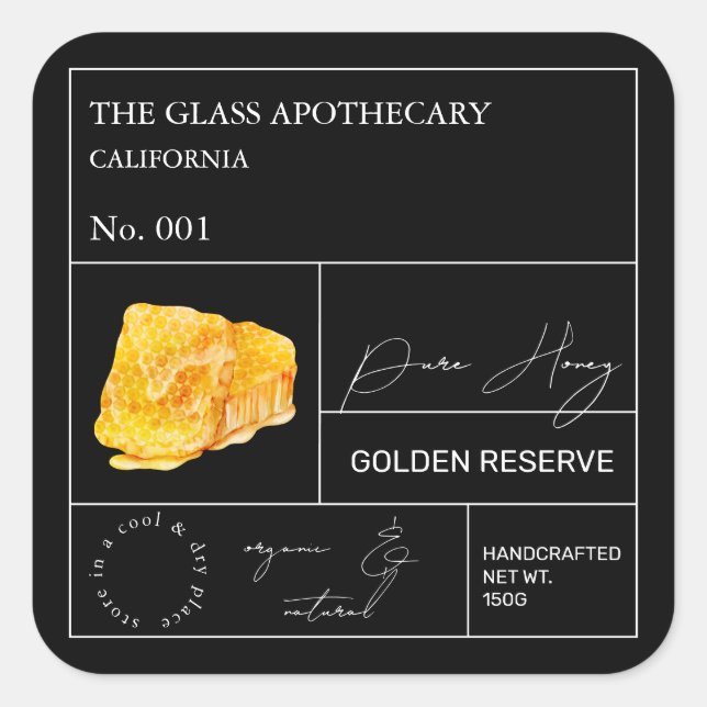Apothecary Honeycomb Honey Label (Front)
