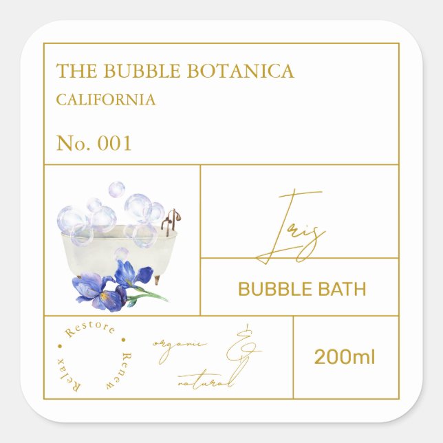 Apothecary Iris Bubble Bath Label (Front)