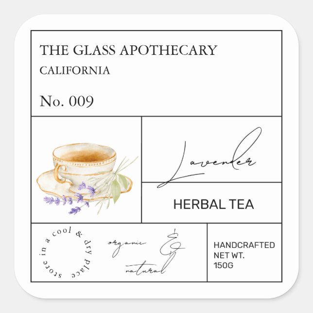 Apothecary Lavender Herbal Tea Label (Front)