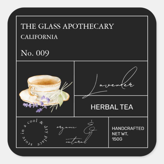 Apothecary Lavender Herbal Tea Label (Front)