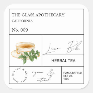Apothecary Lemon Balm Herbal Tea  Label