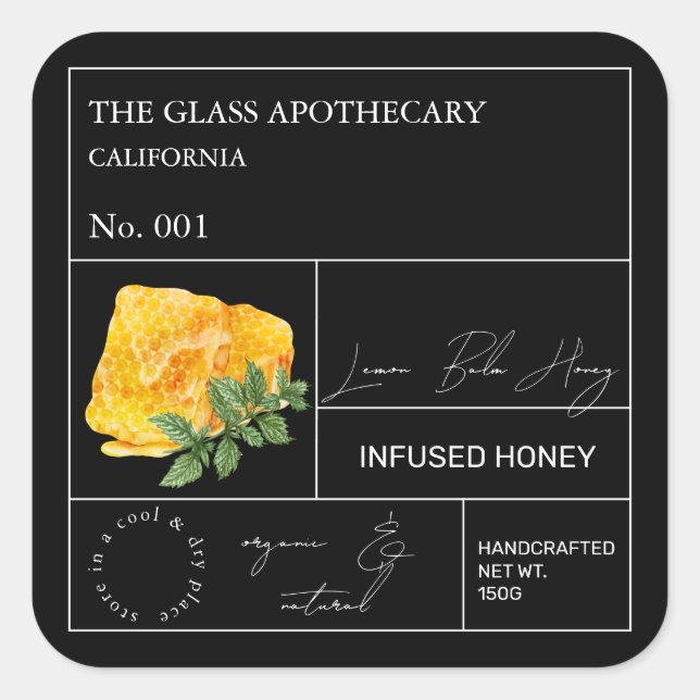 Apothecary Lemon Balm Infused Honey Label (Front)