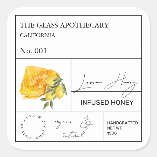 Apothecary Lemon Infused Honey Label (Front)