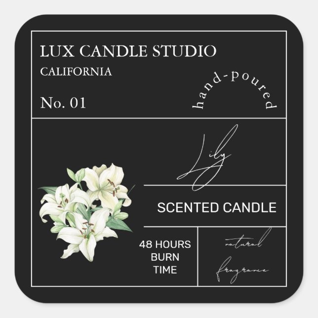 Apothecary Lily Scented Candle Label (Front)