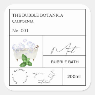 Apothecary Mint Bubble Bath Label