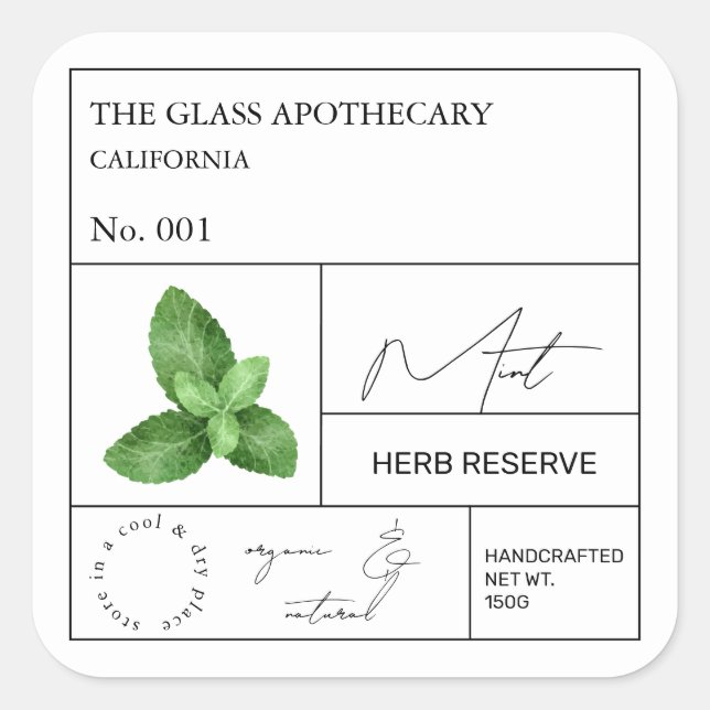 Apothecary Mint Label (Front)