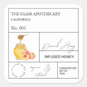 Apothecary Peach Infused Honey Label