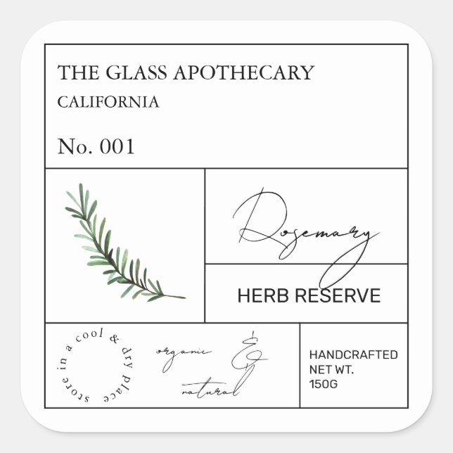 Apothecary Rosemary Label (Front)