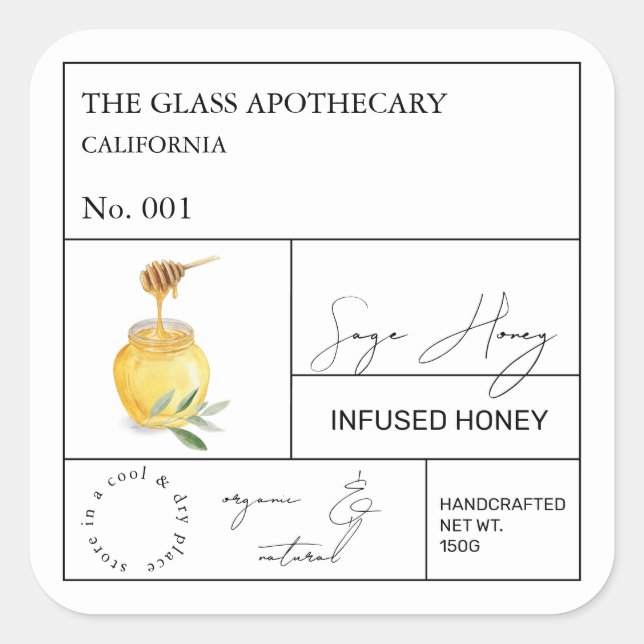 Apothecary Sage Infused Honey Label (Front)