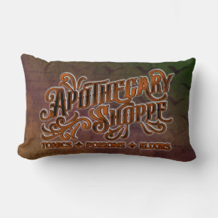 Apothecary Shoppe Halloween Gothic Sign Lumbar Pillow