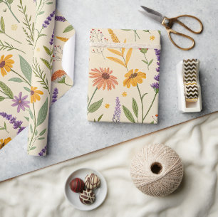 Apothecary Summer Herbal Bloom Pattern Wrapping Paper