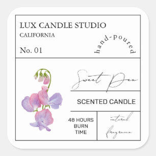 Apothecary Sweet Pea Scented Candle Label