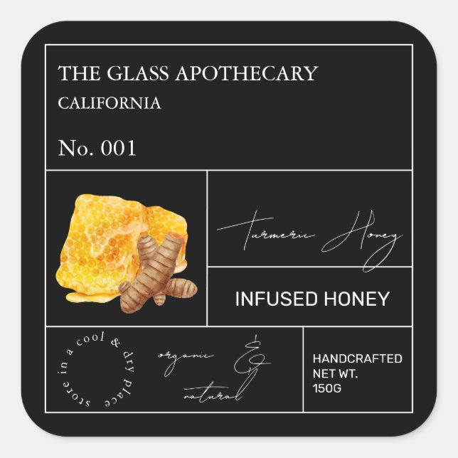 Apothecary Turmeric Infused Honey Étiquette (Devant)