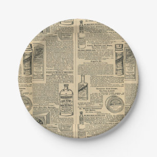 Apothecary Vintage Newspaper Ads Paper Plate